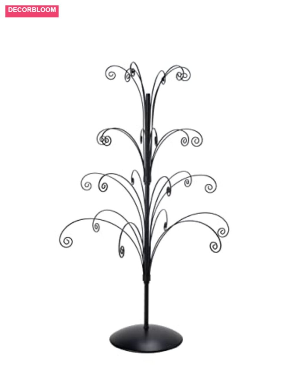 3 Foot Metal Christmas Ornament Display Tree Stand 24 Hooks Hanging Holder